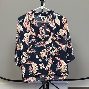 Joie Dark Blue Floral Print Blouse